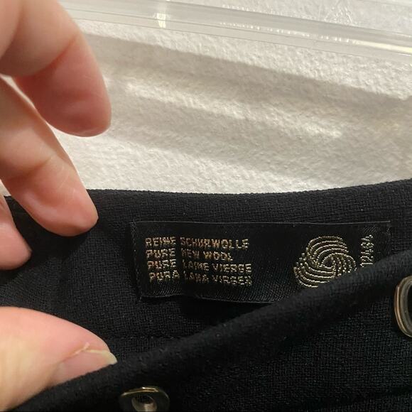 Vintage Escada Wool Black Slacks Grommets at the Waistline Size 38 - Picture 4 of 11